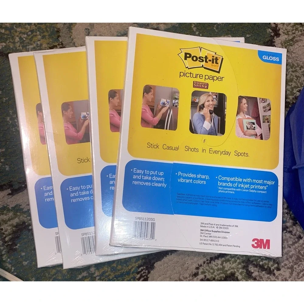 (4) Post-it Picture Paper 20 Sheets 8.5X11 Semi‎ Gloss 3M 7.5 ML Thick Inkjet